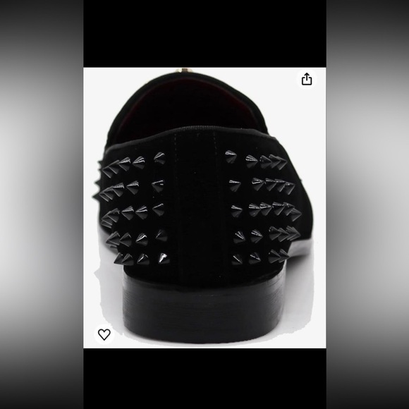 Men's Spikes Dress Shoes Black Velvet Loafers Gold Buckle Slip-On NWOT size 8.5 - Picture 6 of 12